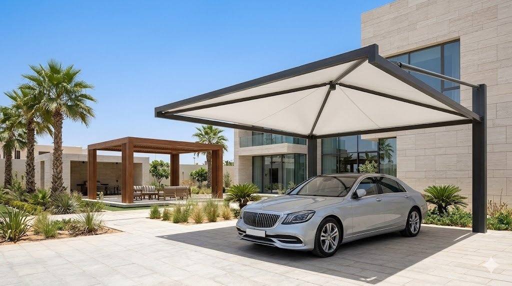 مظلات وسواتر بالرياض تركيب مظلة سيارات هناجر برجولات حماية مداخل